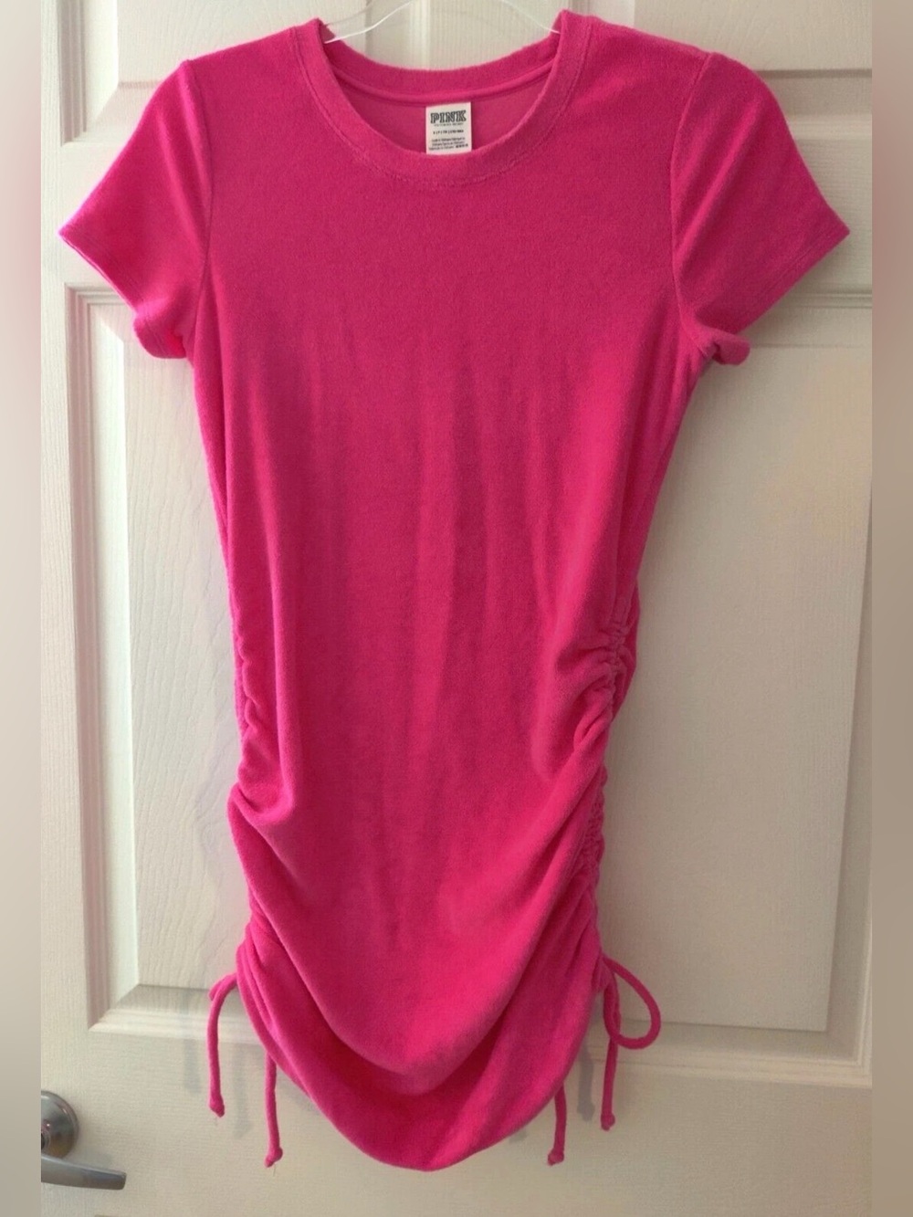 Victoria's Secret Pink Tee Terry Dress S Pink Ruched Summer